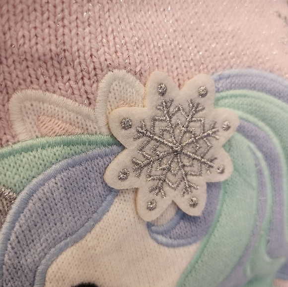 NWT Cynthia Rowley Unicorn 2-Piece Pink Metallic Sweater Snowflake Pants  Small - Picture 14 of 15